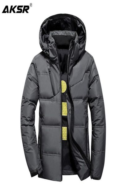 AKSR Herren Winter-Daunenjacke, Mantel, weiße Entendaunenjacke mit Kapuze, dick, warm, warm, Puffjacke, Doudoune Homme5068674