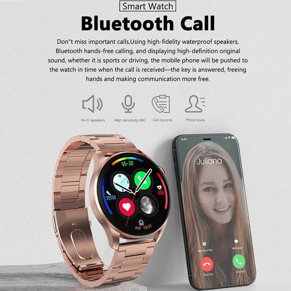 Orologi intelligenti Donna Smart Watch Full Touch Quadrante Previsioni di chiamata Activity Tracker Cardiofrequenzimetro Sport Ladies Smartwatch Uomo per Android IOSL2401