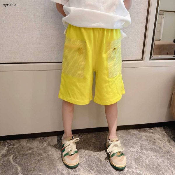 Moda shorts para bebês amarelo amarelo brilhante roupas de grife de grife 100-150 de alta qualidade infantil de vestes mais baixa verão meninos calças de garotos de janeiro de janeiro