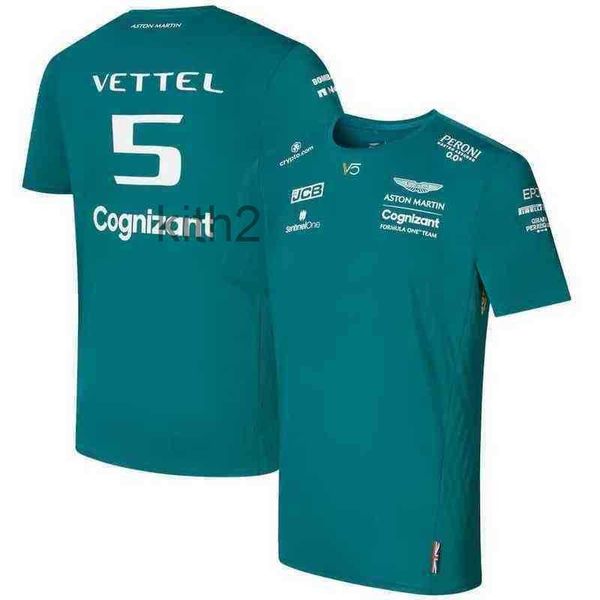 Aston Martin Vettel Stroll F1 2022 Takım Sürücüsü T-Shirt Yaz Erkekler Spor Yarışı Araba Hayranları Hızlı Kurucu Yeşil Ajvy