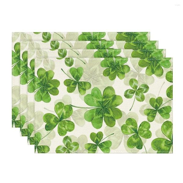 Masa Mats Shamrock-St. Patrick Günü Placemats Mutfak Yemek Partisi Dekor Tatil 12x18 inç için 4 Set