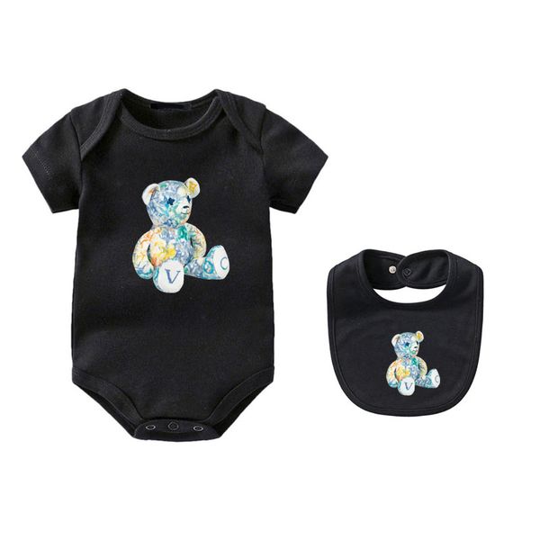 Recém-nascidos roupas de bebê crianças macacão de luxo designer bebê 2 peça 100% algodão macacão designer crianças onesies macacão menina infantil bodysuit kalekids-6 CXD2401193