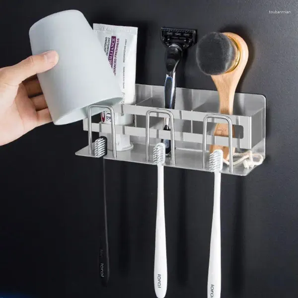 Portaoggetti da cucina Porta dentifricio da bagno Portaspazzolino Portaoggetti Accessori da parete Acciaio inossidabile a parete