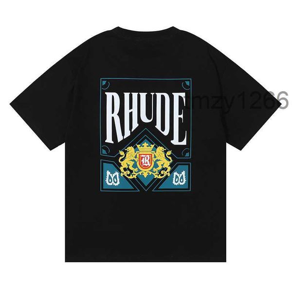 23ss New Rhude Mens t Shirt Alta qualità Tess Designer Casual Moda Manica corta Europa America Uomo Donna Girocollo Magliette Us Taglia S-xxl NAIL