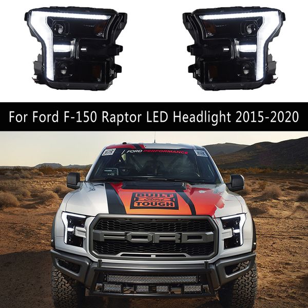 Lâmpada dianteira para ford F-150 raptor led farol do carro 15-20 feixe alto anjo olho lente do projetor luz de circulação diurna streamer sinal de volta