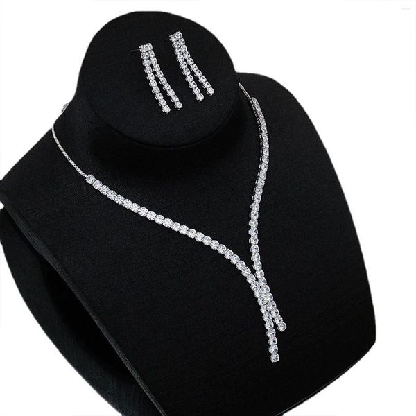 Комплект ожерелья и серег, женские свадебные украшения со стразами и яркими шпильками, подарок на день рождения, годовщину