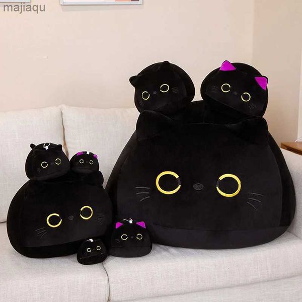 Plush Dolls NEW Black Cat Plush Toy Soft Plushies Cute Stuffed Animal Cat Throw Pillow Doll Room Decor Kawaii Peluche Kids Birthday Gift