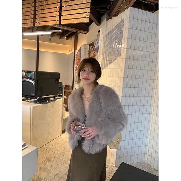 Damen Pelz MEXZT Gestellte Faux Mantel Frauen Elegante Luxus Kurzen Haarigen Jacken Winter Koreanische Partei Lose Warme Plüsch Outwear Mantel