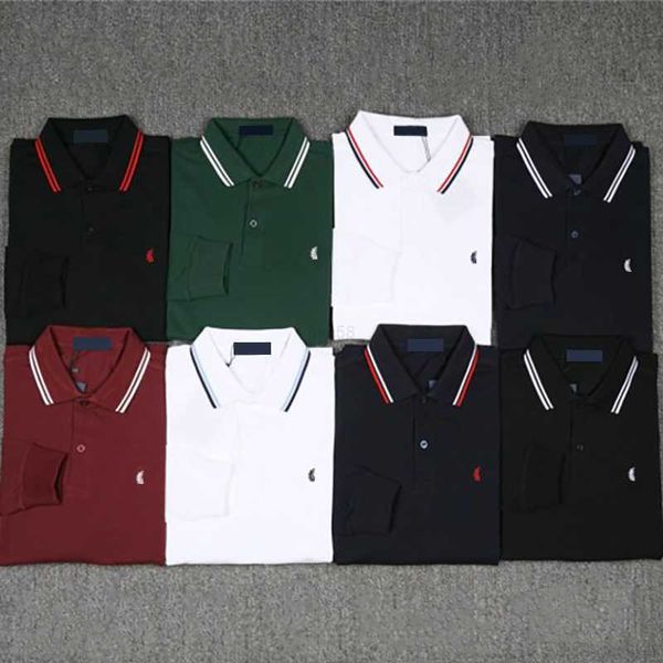 Polos masculinos mens clássico manga longa polo orelhas de trigo camisa designer camisa polo bordado feminino masculino camiseta longo tamanho superior s/m/l/xl/xxl