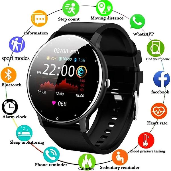 Relógios novo zl02d feminino masculino smartwatch toque completo bluetooth esportes à prova dwaterproof água freqüência cardíaca rastreador de atividade relógio inteligente para iphone android