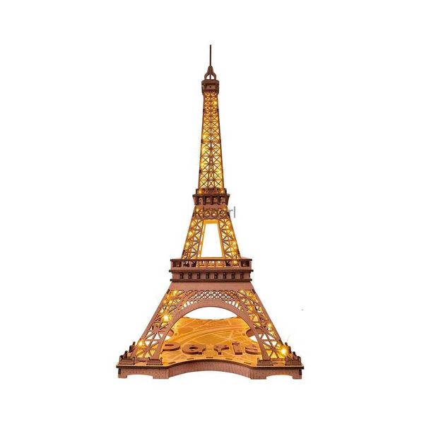 Strumenti artigianali Robotime Rolife Notte della Torre Eiffel Puzzle 3D in legno per adolescenti Viste in miniatura per adulti di edifici famosi Giocattoli Decorazione YQ240119