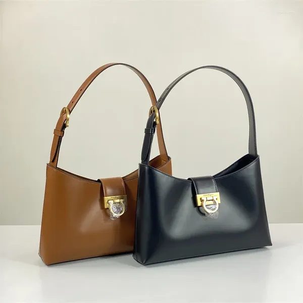 Sacos de noite Trifolio Mulheres Couro Dourado Ferradura Fivela Hobo Tote Ombro BagArmpit Commuter Pequeno Saco Quadrado