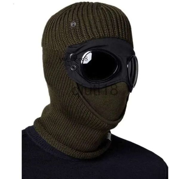 CP Comapny Cappelli Due lenti Occhiali cappuccio frangivento Designer CP Berretti invernali caldi all'aperto Hip Hop cotone lavorato a maglia da uomo maschera casual berretti con teschio maschile cappelli Volpe bianca 7323