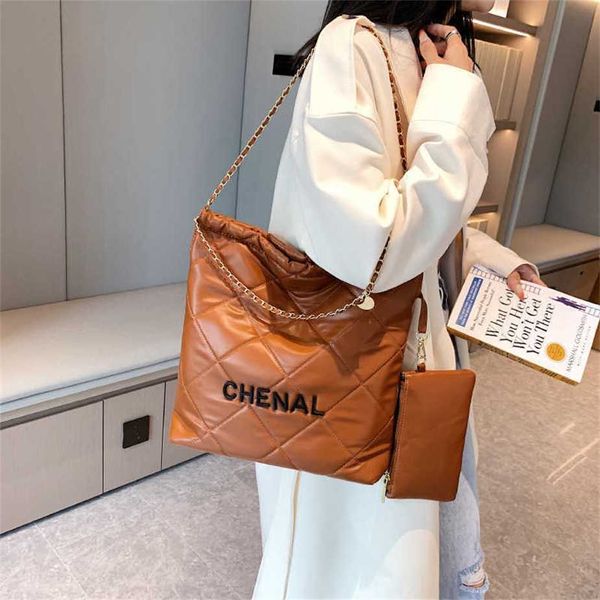 Bolsa errante feminina, pele de cera de óleo, corrente facial macia, um ombro, crossbody, versátil, linggetote 3647