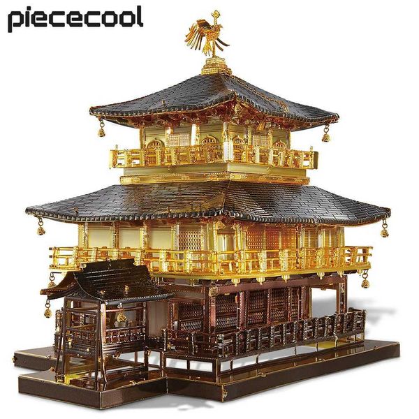 Strumenti artigianali Piececool Puzzle in metallo 3D Kit modello di assemblaggio padiglione dorato Famoso Janpan Architecture Jigsaw Toy Set fai da te Regali di Natale YQ240119