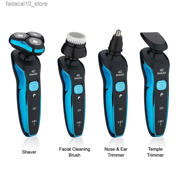 Rasoi elettrici Rasoi elettrici Rasoio per barba 4 in 1 Rasoi per barba 4D 3 lame Tagliacapelli per naso Ricaricabile per viso da uomo USB Sesso Q240119