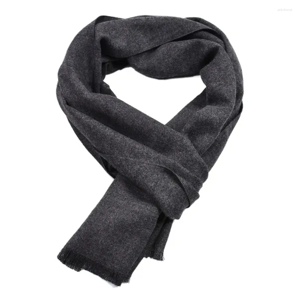 Шарфы, однотонный зимний мужской кашемировый шарф, темно-синий черный шаль для мужчин, деловая короткая кисточка, мягкая теплая пашмина