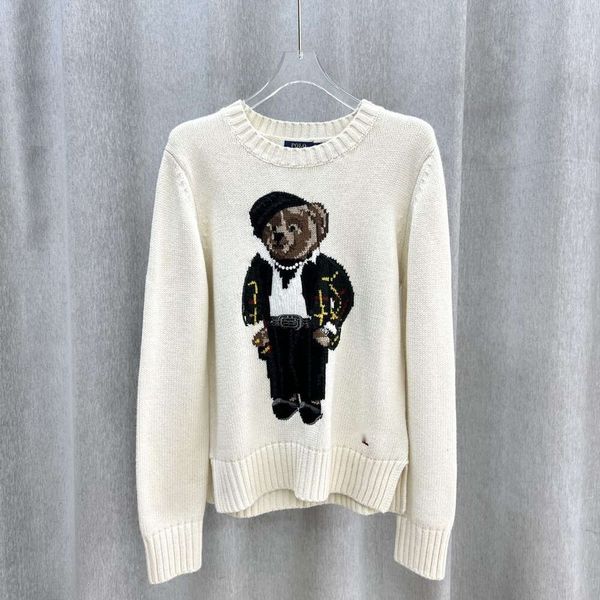 Designer RL Polo Ralp Laurens Bear Sweater Feminino Inverno Cartoon Pulôver Casual Moda Knit Hoodie 2024 Novas Mangas Compridas Bordadas Crew Neck Camisas GI07