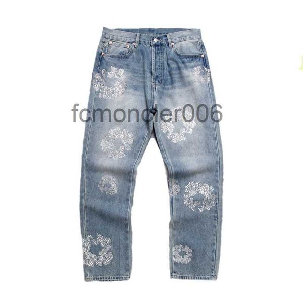 Jeans da donna Jeanbaggy Uomo Ghirlanda Gamba larga nera Perline Cerniera Pantaloni classici Pantaloncini di jeans viola Streetwear Pantaloni sportivi casual Designer 1NSA