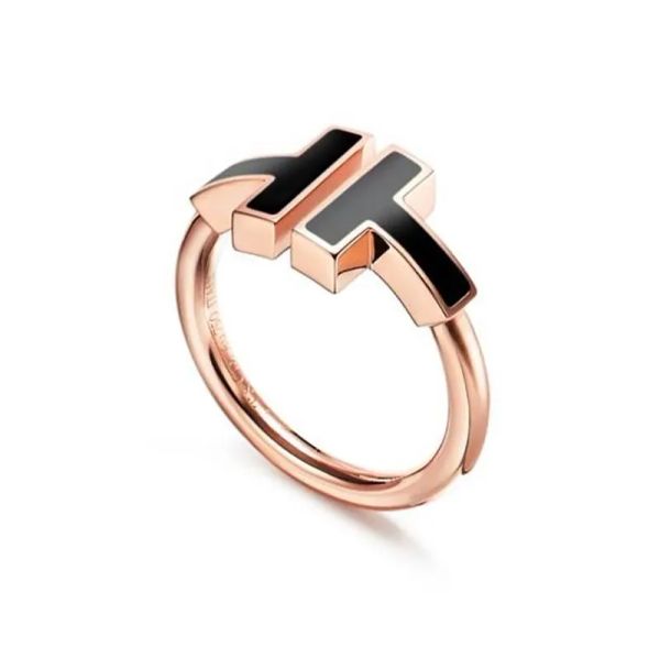 Designer-Doppel-T-Ring, Damen-Goldring, 18 Karat vergoldet, Damen-Herren-Ehering, Perlen-Diamant-Ring, Edelstahl, Silber, Roségold, Jahrestag, Weihnachten