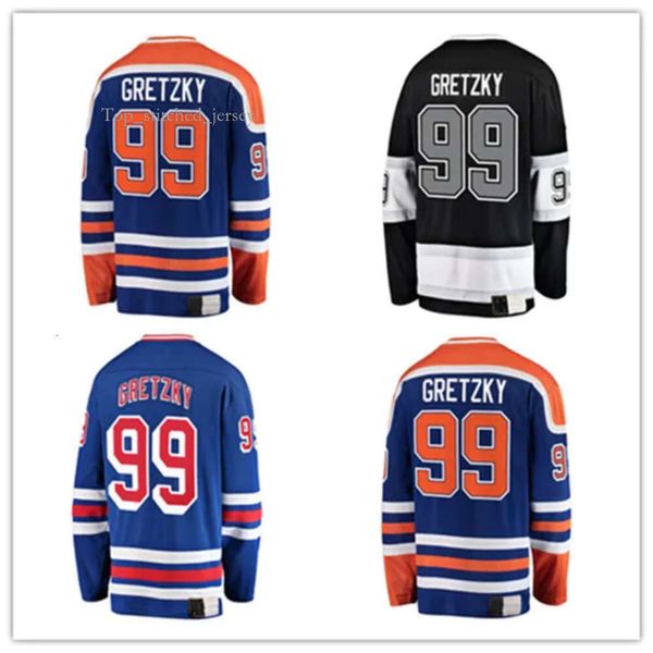 Hokey formaları Wayne Gretzky 99 Jersey Blue Black 4 Takım Renk Boyutu M-XXXL ED Erkekler 5603