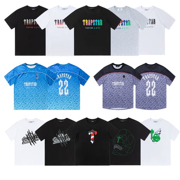 Hochwertige Herren-T-Shirts, Trapstar-Hemd, Designer-Hemden, Druckbuchstaben, Luxus, Schwarz und Weiß, Grau, Regenbogenfarbe, Sommer, Sport, Mode, Top, Kurzarm, A141