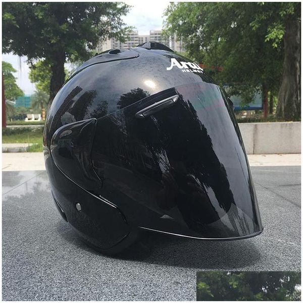 Capacetes de motocicleta Preto Meio Capacete Esporte Ao Ar Livre Homens e Mulheres Racing Open Face Dot Appd Drop Delivery Automóveis Motocicletas Acces Dhxqn