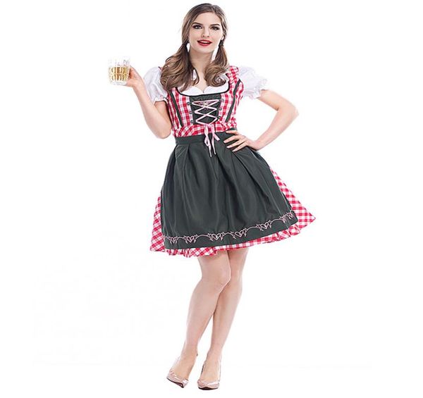 Costume da cameriera di Halloween per donne Costume da ragazza bavarese della birra Vestito da servo dell'Oktoberfest Costume da cameriera gotica Lolita9159749