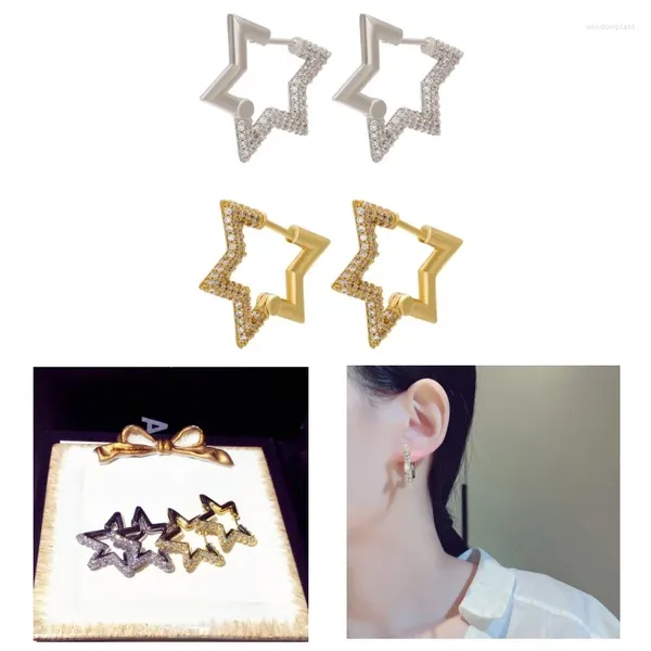 Orecchini a cerchio Trendy e unici Clip per orecchie a forma di stella a cinque punte Fascino Chic Polsini geometrici irregolari Ornamento per gli appassionati di gioielli