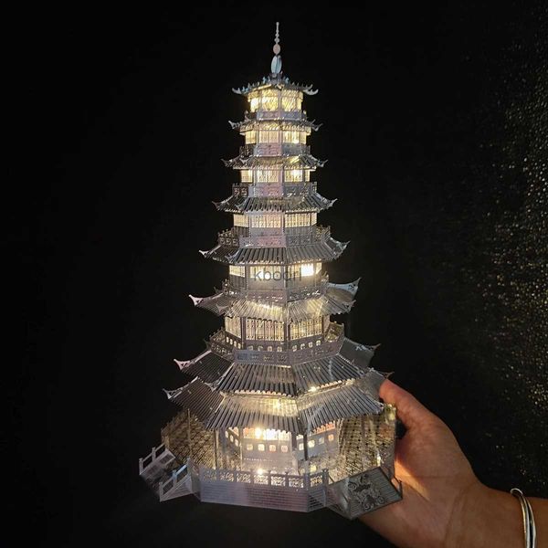 Ferramentas de artesanato 3D Stereo Home Decor DIY Handmade Metal Building Glass Pagoda Puzzle Assembly Modelo Toy Knickknack Decoração Artesanato Jardim YQ240119