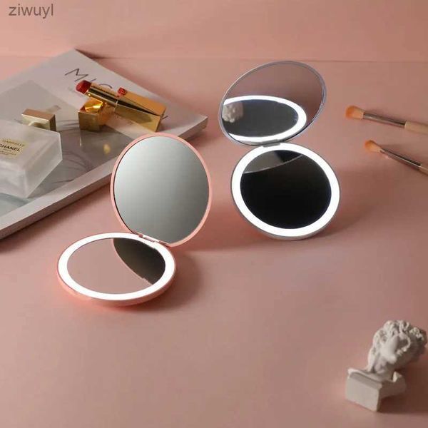 2 pezzi specchi mini luci portatili specchio per trucco a LED tenere in mano LED pieghevoli specchio per trucco tascabile specchi di bellezza strumento cosmetico