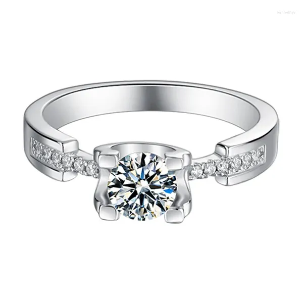 Anelli a grappolo BOEYCJR Argento 925 0,5/1 ct/2 ct F Colore Moissanite VVS Anello di fidanzamento con diamanti per le donne