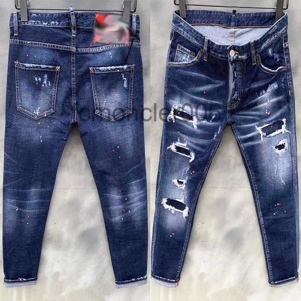 Мужские джинсовые джинсы, синие, черные рваные брюки, лучшая версия, узкие рваные джинсы в итальянском стиле, велосипедные, мотоциклетные, рок-джинсы 8GSZ