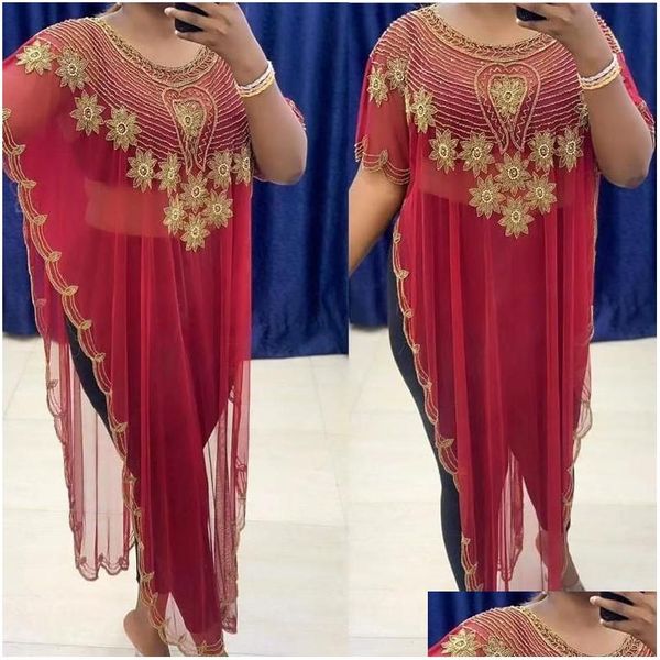 Abbigliamento etnico Dashiki Abito da donna con paillettes Abiti da sera 2021 Plus Size Maxi abiti africani Elegante caftano moda musulmana Robe D Dhpil