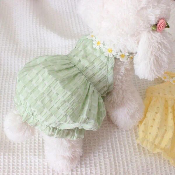 Одежда для собак, милое свадебное платье, летняя одежда, свободная дизайнерская одежда для щенков, цветочный воротник, юбка-фонарь принцессы для маленьких собак, наряды