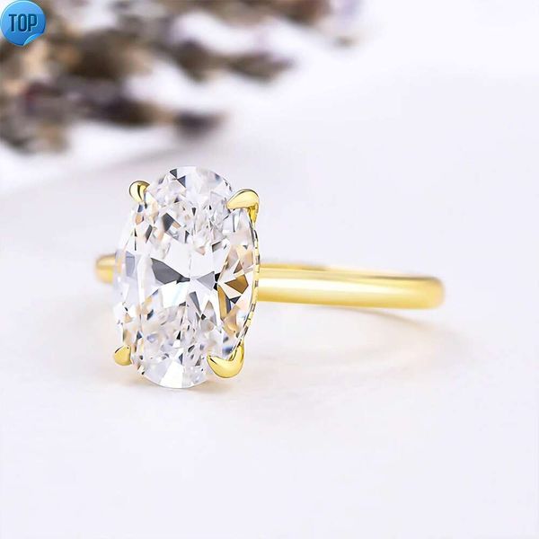 Fabrikpreis Ovalschliff VVS Moissanit Diamant Solitär Gold Halo Verlobung Ehering 925 Splitter Schmuck 1/2/3/4ct für Frauen