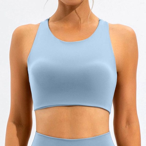 Women's Shapers Damen-Trainings-Sport-BHs, Fitness, rückenfrei, gepolstert, wirkungsarm, Yoga, bauchfreies Tank-Top, um die Brust kleiner aussehen zu lassen