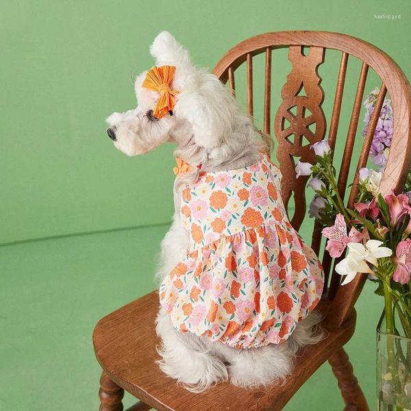 Hundebekleidung Sommer Welpe Kühlkleid Haustierkleidung für kleine Hunde Haustiere Kleidung Chihuahua Blumendruck Rock Mops Kostüm S-2XL