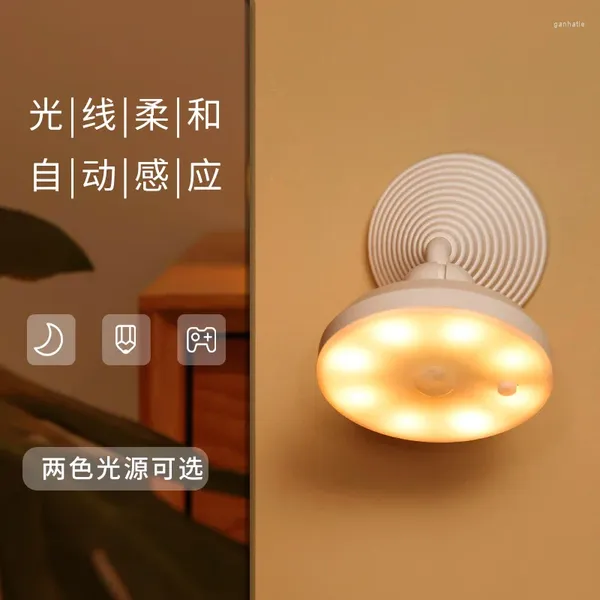 Lampada da parete a 360 gradi regolabile LED luce di rilevamento del corpo USB creativa casa intelligente camera da letto comodino corridoio piccola notte per