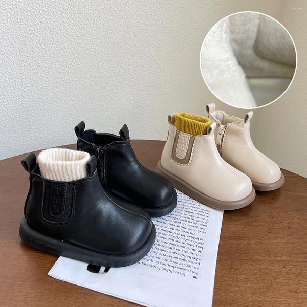 Botas tamanho 15-25 meninas inverno curto bebê andando sapatos de pelúcia crianças