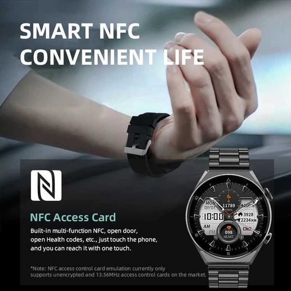 Relógios inteligentes novo nfc relógio para xiaomi relógio inteligente carga sem fio bluetooth chamada esporte à prova dwaterproof água masculino smartwatch amoled hd screenl2401