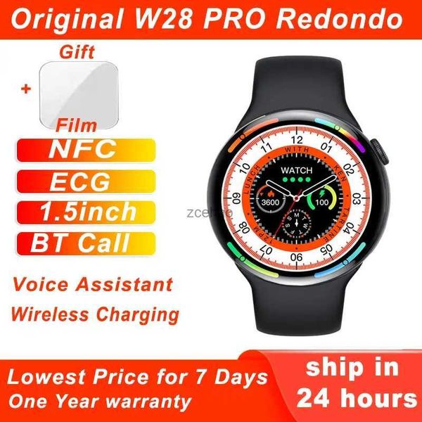 Orologi intelligenti W28 PRO Redondo Smart Watch Uomo DonnaNFC BT Chiamata Ricarica wireless ECG Schermo rotondo ECG IP68 Smartwatch Orologio 8 Pro