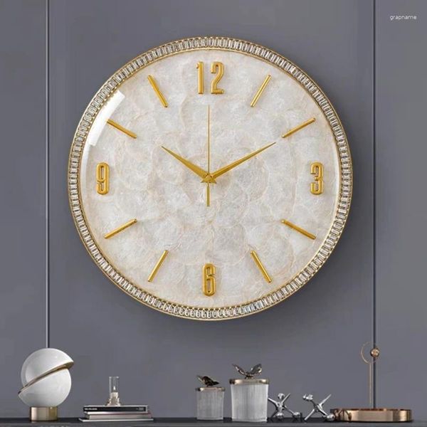 Relógios de parede Relógio Europeu Sala de estar Decoração Arte Shell Design Moderno Decoração Silenciosa Relógio Digital Relogio de Parede