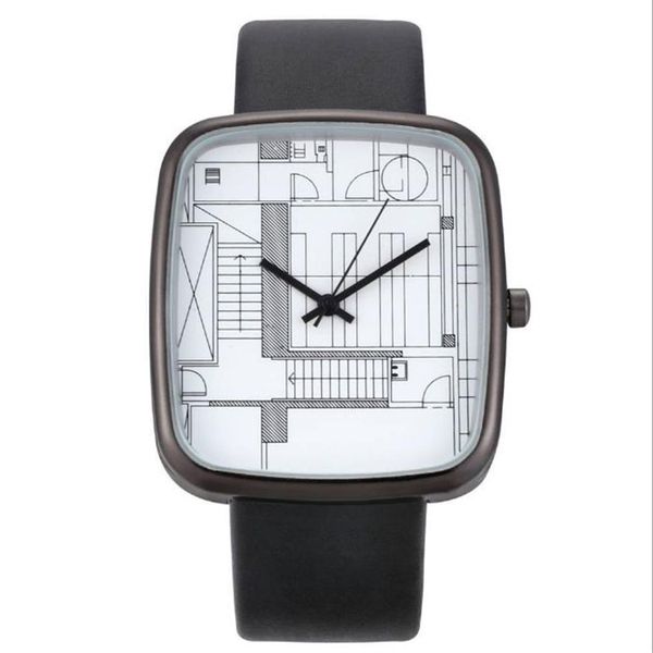 Kreative Kunst einfaches Zifferblatt cwp Quarz Damenuhr WISH Mode rechteckige Uhren 36 mm Durchmesser anmutige Armbanduhren209l