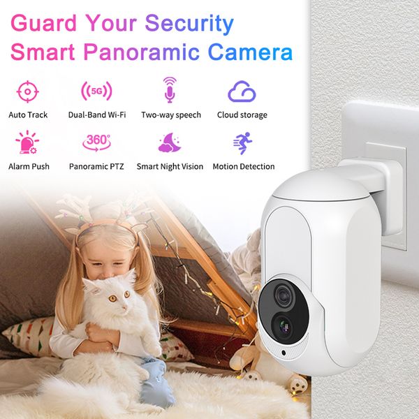 Smart Camera plug-in K7 App Tuya Telecamera WiFi 1080P Rilevazione del movimento audio bidirezionale Smart Baby Monitor Telecamere di sicurezza esterne per interni senza fili