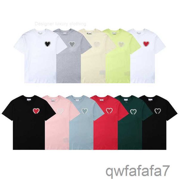 Paris Fashion Herren-Designer-T-Shirt, bestickt, rot, einfarbig, großer Rundhals-Kurzarm-T-Shirt für Männer und Frauen mit dem gleichen Absatz, Nijy LZW4