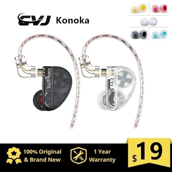 Kulaklıklar CVJ Konoka 3D HIFI Üçlü Hibrit (1DD + 1BA + 1Vibrasyon Sürücüsü) ile EAR kulaklık Kablolu DJ Monitörler Ayarlama Anahtarı Kulaklık Seti