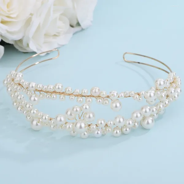 Copricapo alla moda di gioielleria di matrimonio alla moda in argento in oro in oro in oro rosa perla fatte fatte a mano Accessori per capelli da sposa