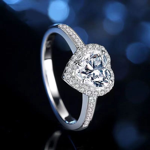 Designer-Diamantring für Mädchen, Luxus-Schmuckdesign, 1 Karat Moissanit-Diamant, Verlobungsring, hochwertiger Ring aus reinem Silber, Valentinstag-Eheringe, Geschenk mit Box