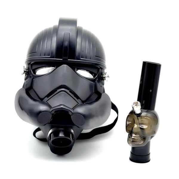 2023 Hookahs Acrílico Tubulação de Água Máscara de Gás com Acrílico Fumar Silicone Oil Rig Smoke Pipe Acessórios Bongo de Vidro Brinquedo do Homem LL